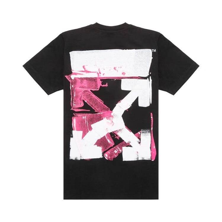 Off-White Acrylic Arrow Shorts-Sleeve Slim T-Shirt Black/Fuchsia