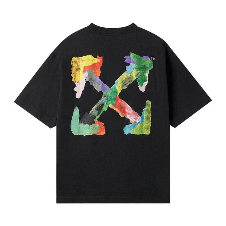 Off-White Brush Arrow Over Skate Shorts-Sleeve T-Shirt White/Multicolor