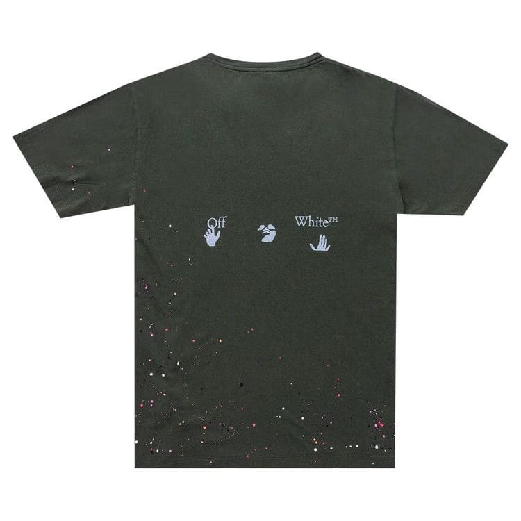Off-White Vintage Paint Shorts-Sleeve T-Shirt Kombu Green/White
