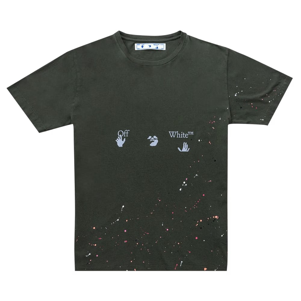 Off-White Vintage Paint Shorts-Sleeve T-Shirt Kombu Green/White