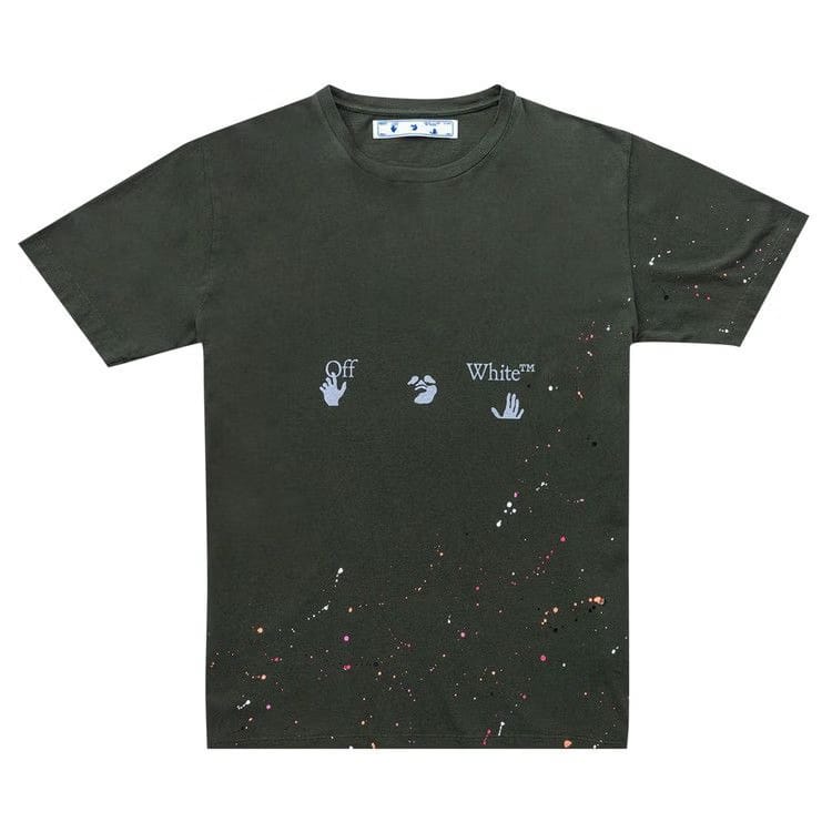 Off-White Vintage Paint Shorts-Sleeve T-Shirt Kombu Green/White
