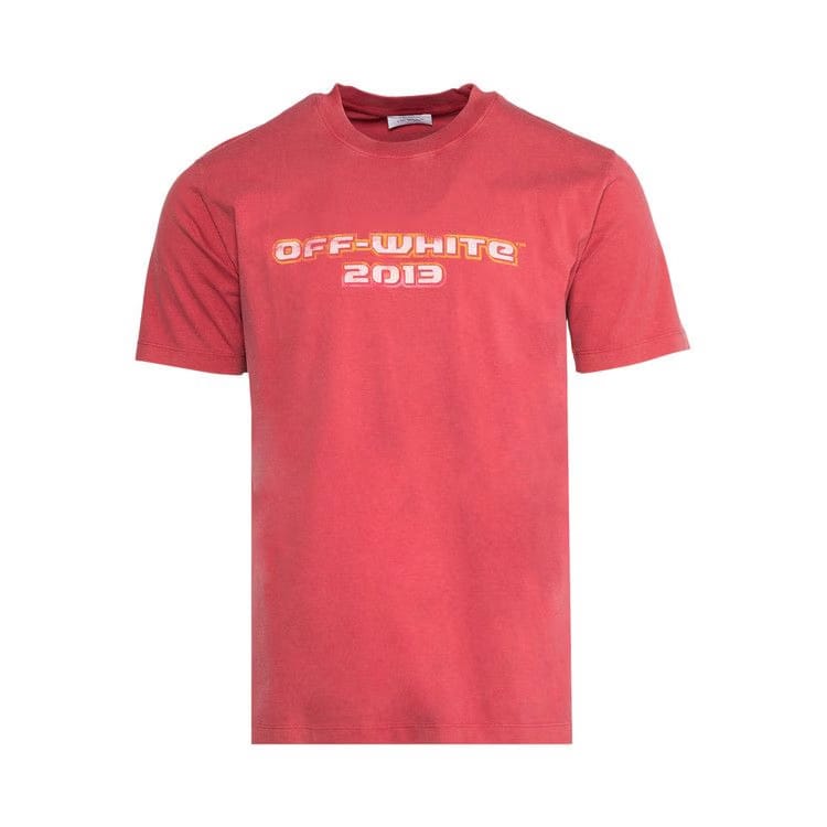 Off-White Digit Bacchus Slim Shorts-Sleeve T-Shirt Rio Red/Multicolor