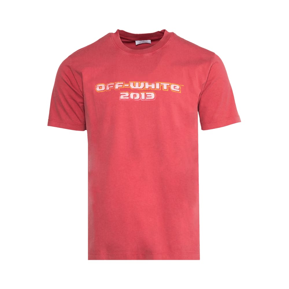 Off-White Digit Bacchus Slim Shorts-Sleeve T-Shirt Rio Red/Multicolor