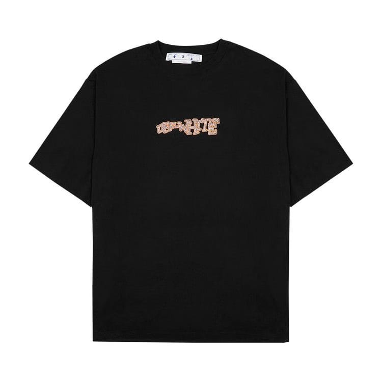 Off-White Glitz Carlos Over Skate Shorts-Sleeve T-Shirt Black/Silver