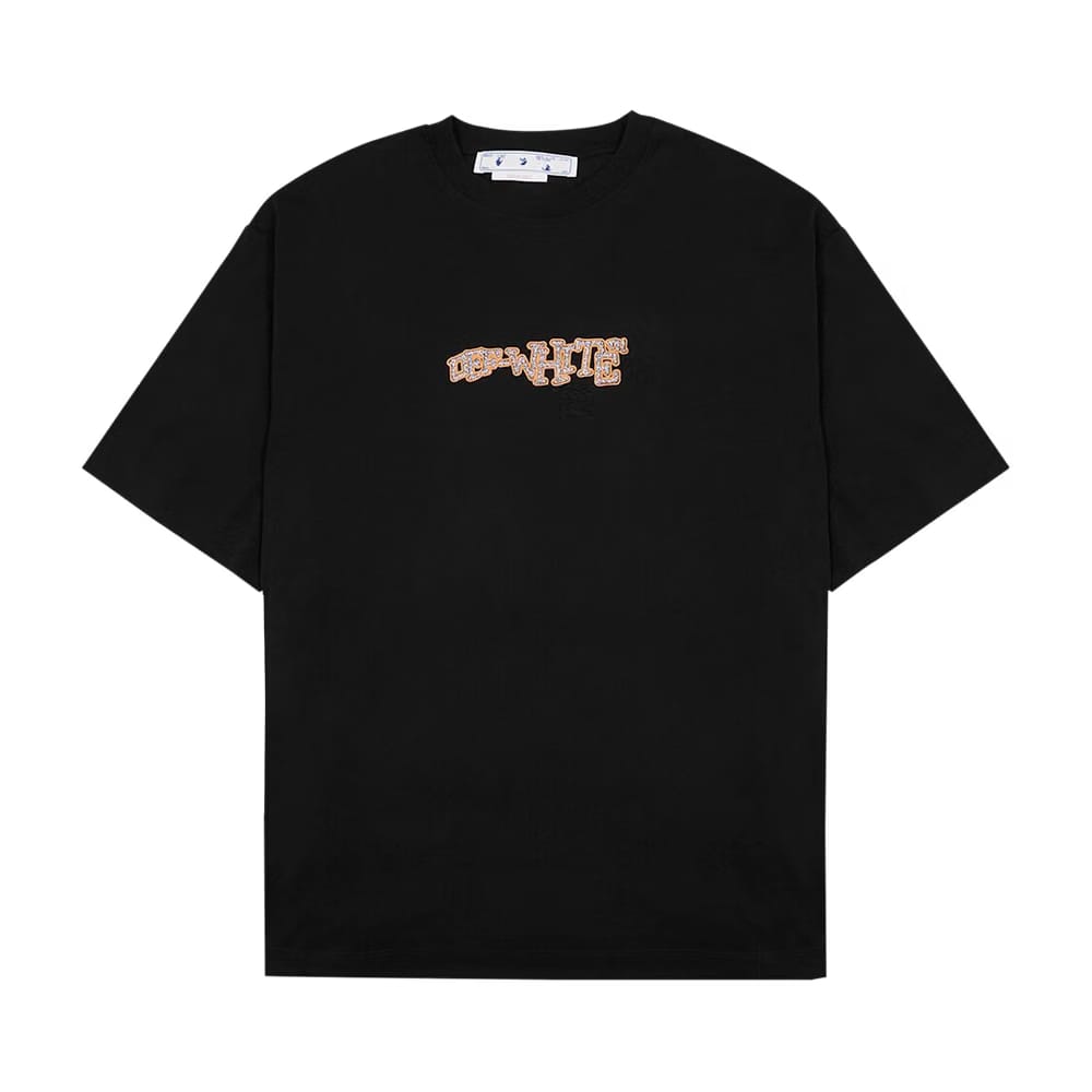 Off-White Glitz Carlos Over Skate Shorts-Sleeve T-Shirt Black/Silver
