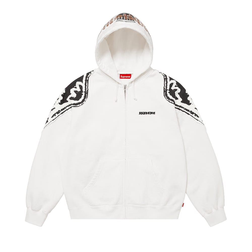 Supreme Wings Zip Up Hoodie White