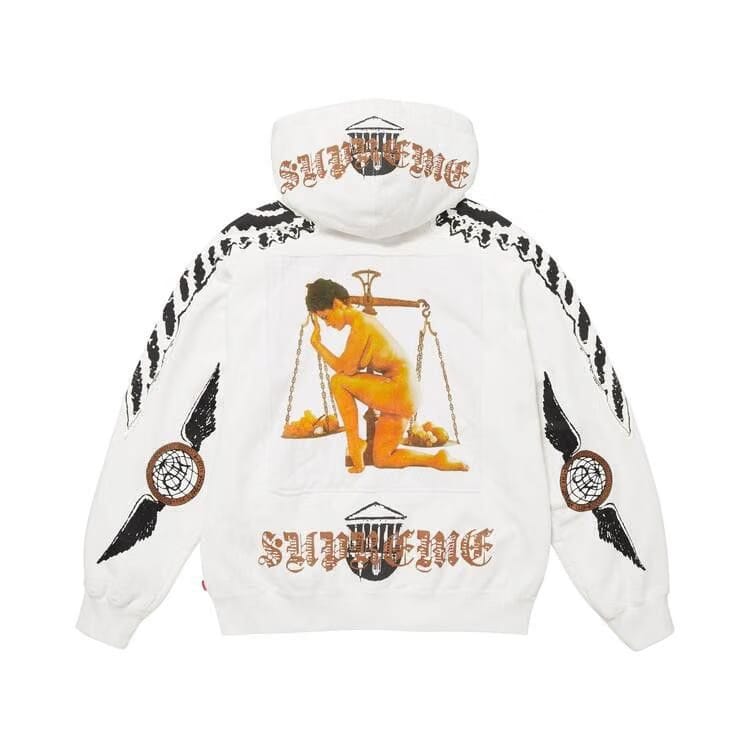 Supreme Wings Zip Up Hoodie White