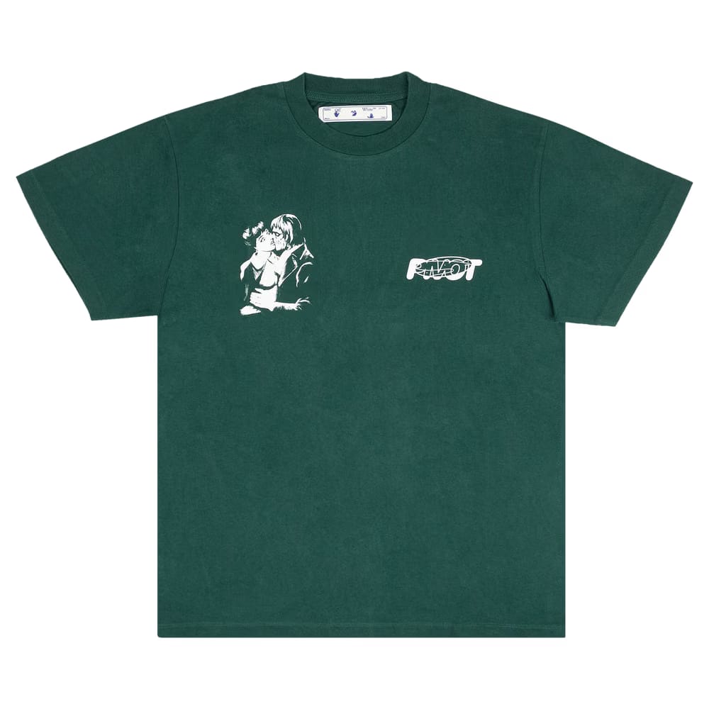 Off-White Kiss 21 Shorts-Sleeve Over T-Shirt Green/White