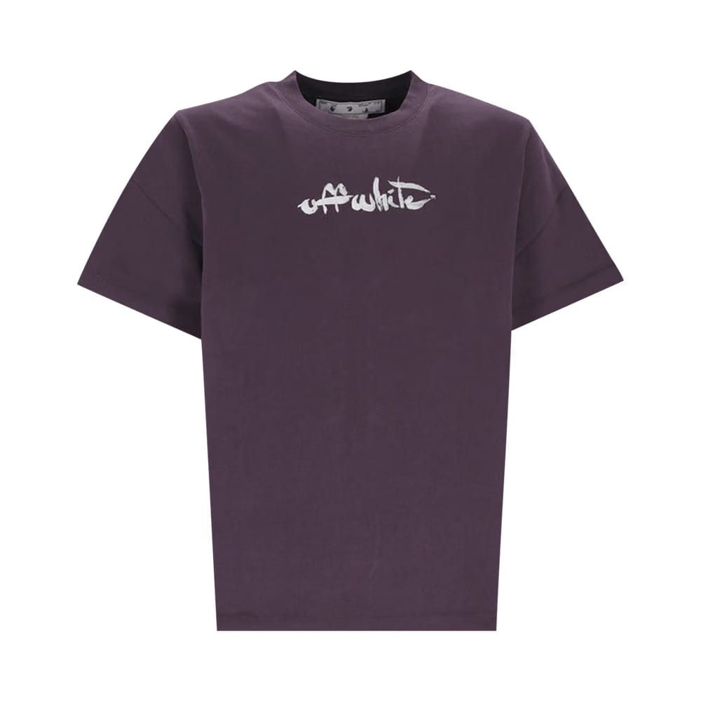 Off-White Paint Arrow Slim Shorts-Sleeve T-Shirt Aubergine/White