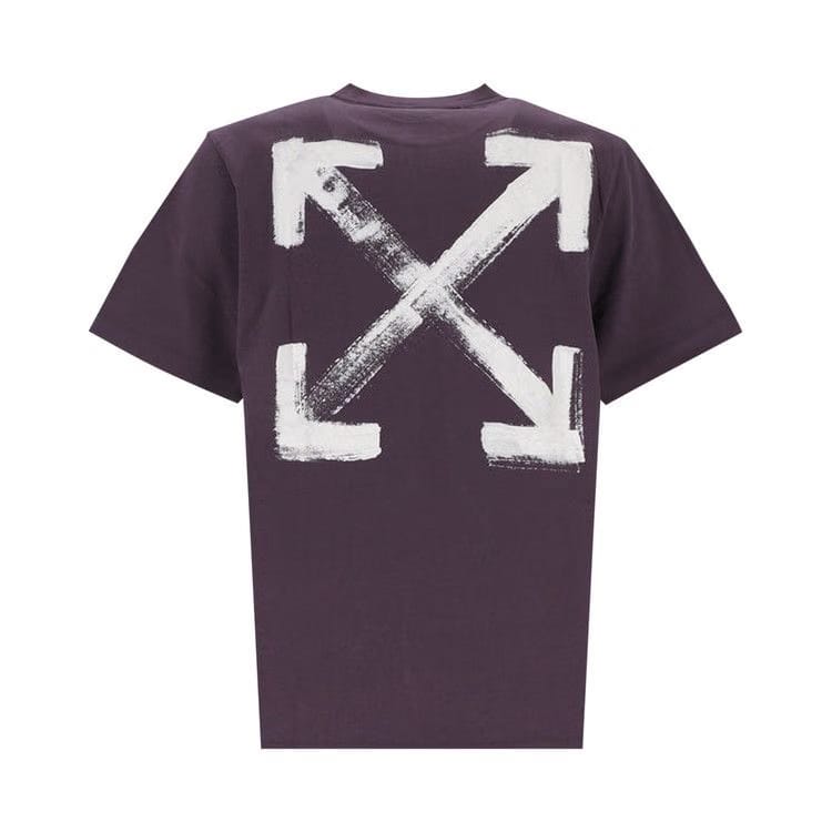 Off-White Paint Arrow Slim Shorts-Sleeve T-Shirt Aubergine/White