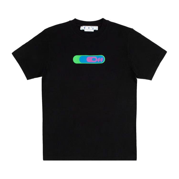 Off-White High Weed Slim Shorts-Sleeve T-Shirt Black/Green Fluo