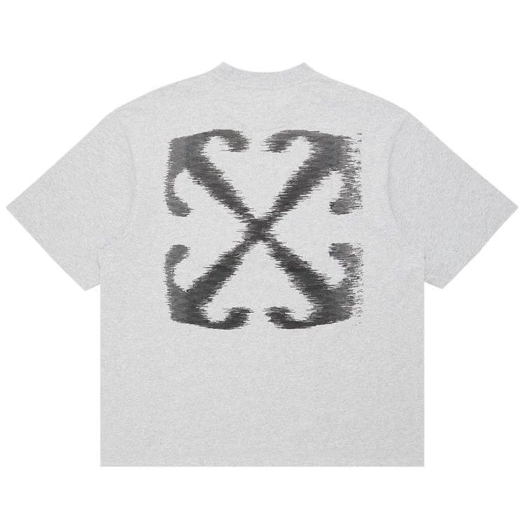 Off-White Windy Arrow Skate Shorts-Sleeve T-Shirt Light Grey Marl
