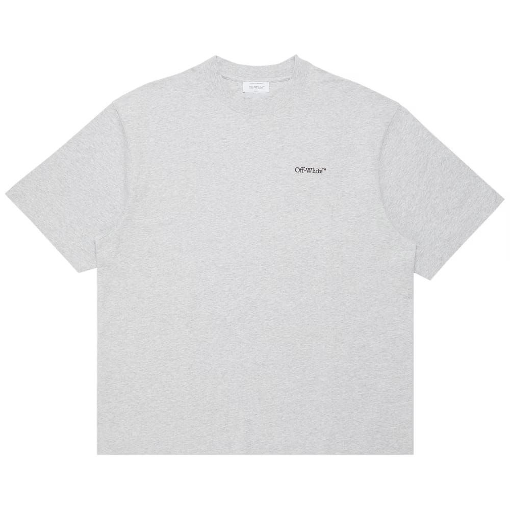 Off-White Windy Arrow Skate Shorts-Sleeve T-Shirt Light Grey Marl