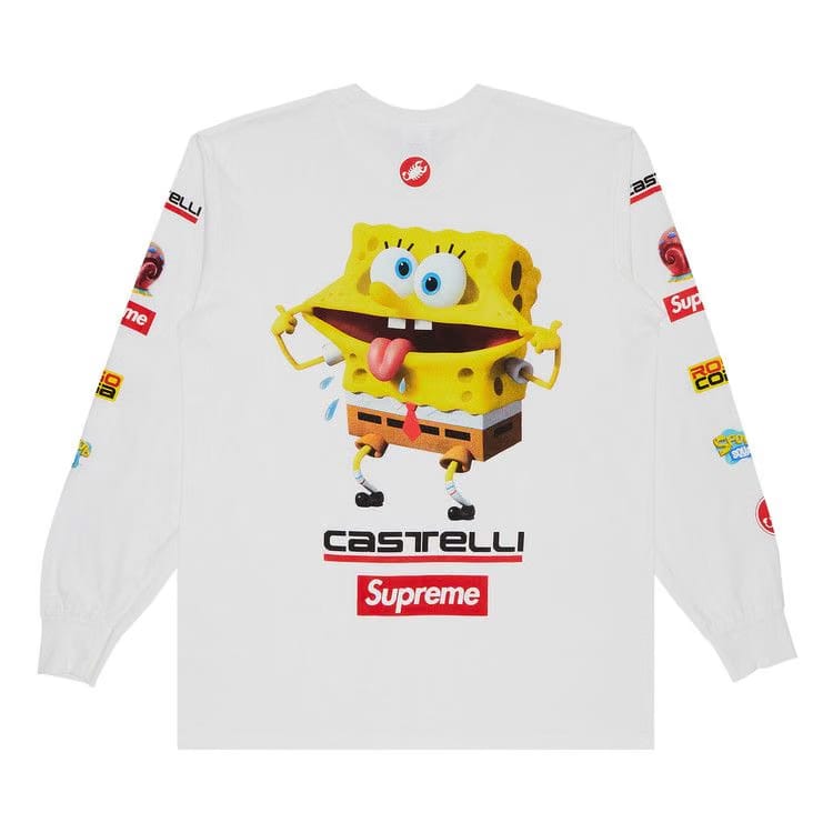 Supreme x Spongebob Squarepants x Castelli Racing Long-Sleeve T-Shirt White