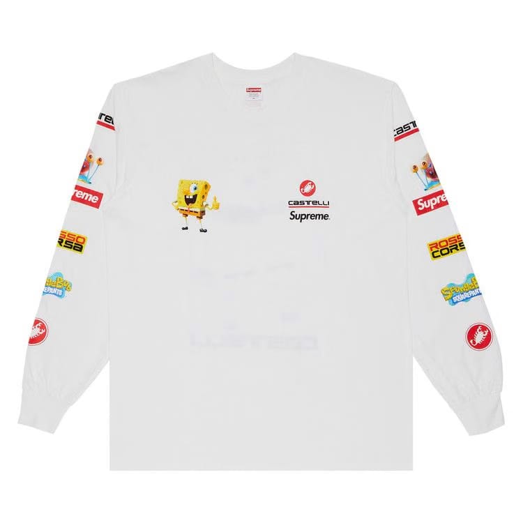 Supreme x Spongebob Squarepants x Castelli Racing Long-Sleeve T-Shirt White
