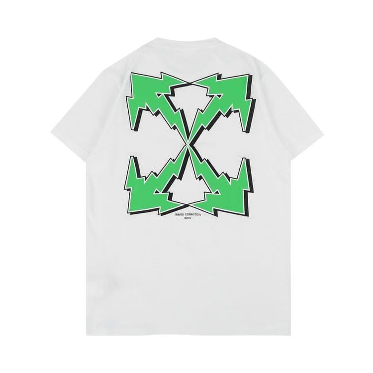Off-White Bolt Arrow Shorts-Sleeve Slim T-Shirt White/Green