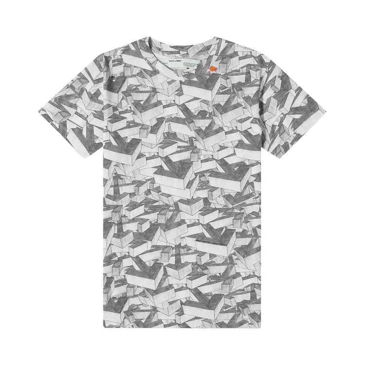 Off-White Arrows Pattern Shorts-Sleeve Slim T-Shirt White/Grey