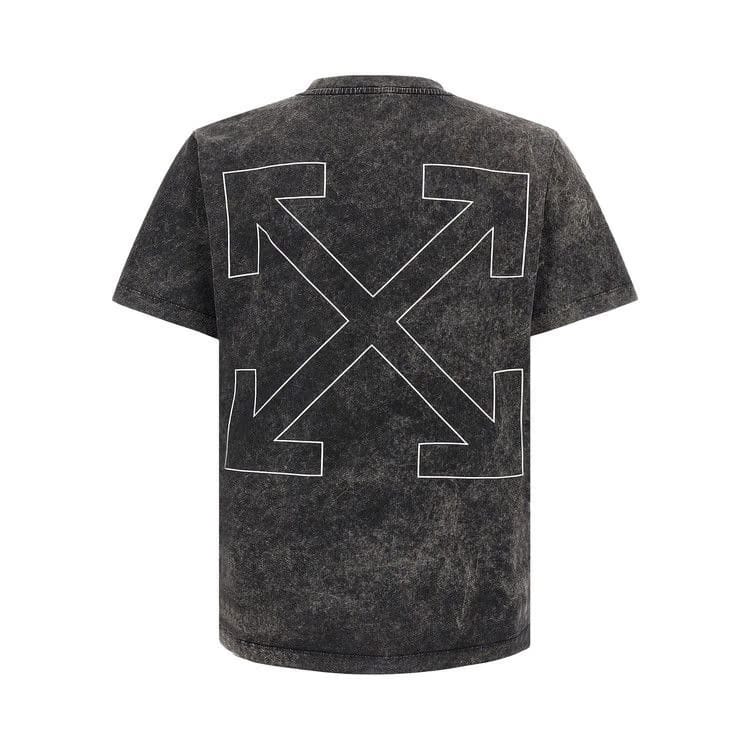 Off-White Outline Arrow Slim Shorts-Sleeve T-Shirt Vintage Black