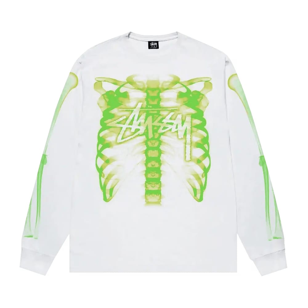 Stussy Rib Cage 3M Long-Sleeve T-Shirt White