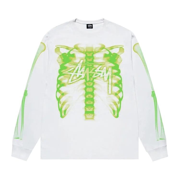 Stussy Rib Cage 3M Long-Sleeve T-Shirt White
