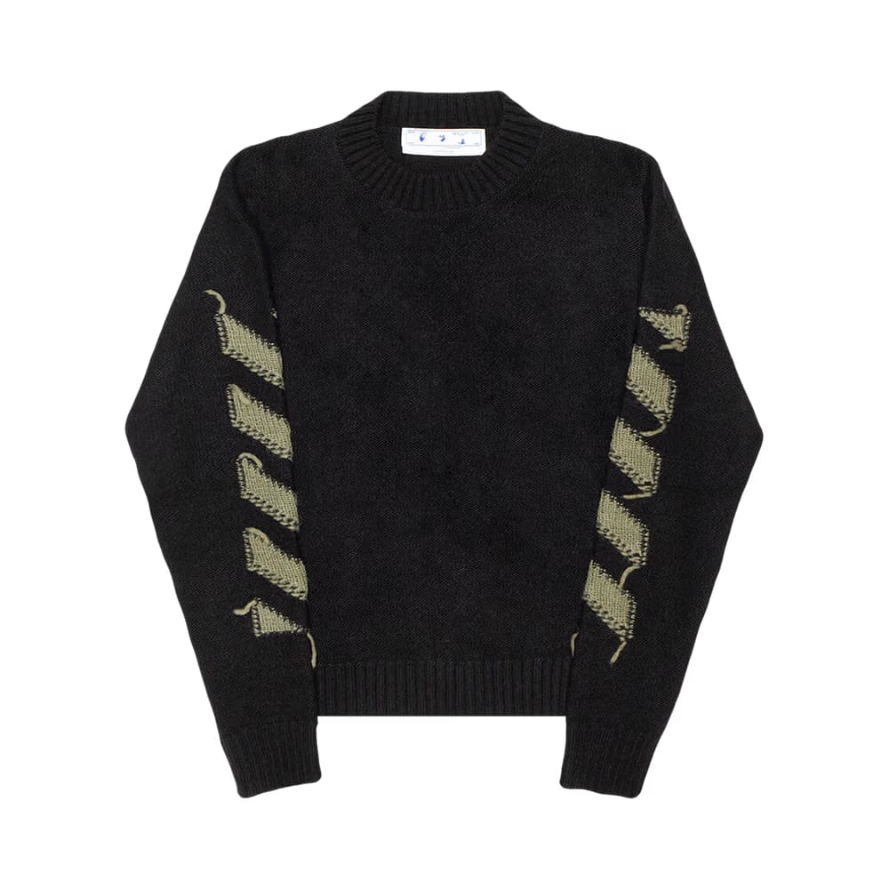 Off-White Reverse Arrow Diag Knit Crewneck Black/Green