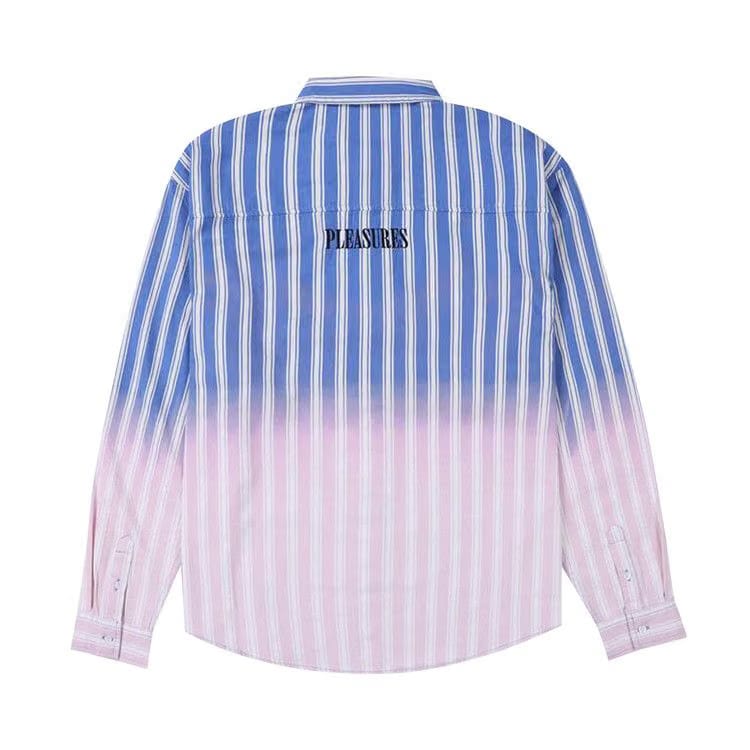 Pleasures Fade Button Down Long-Sleve Shirt Blue