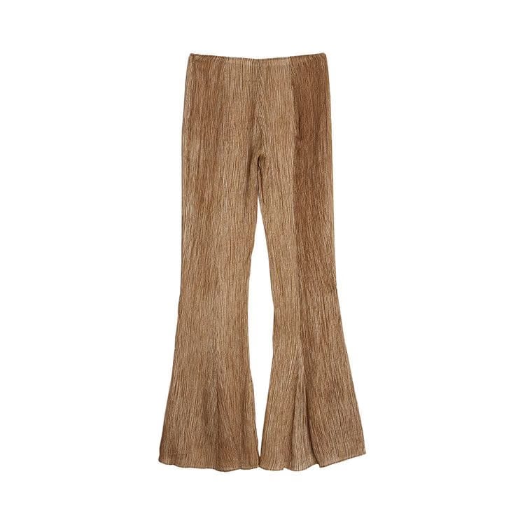 Acne Studios Soft Satin Print Pants Caramel Brown