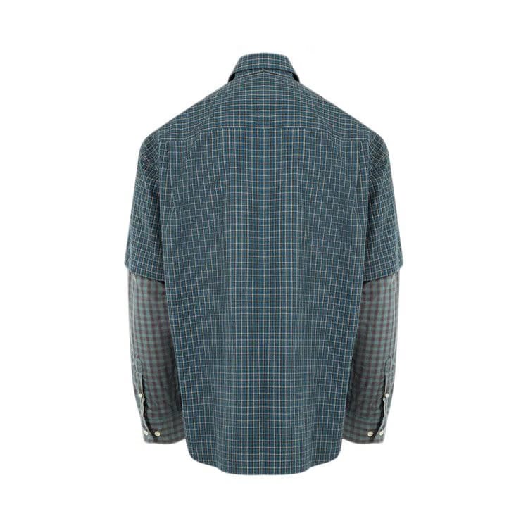 le PÈRE Detached Sleeve Fun Shirt Blue Check