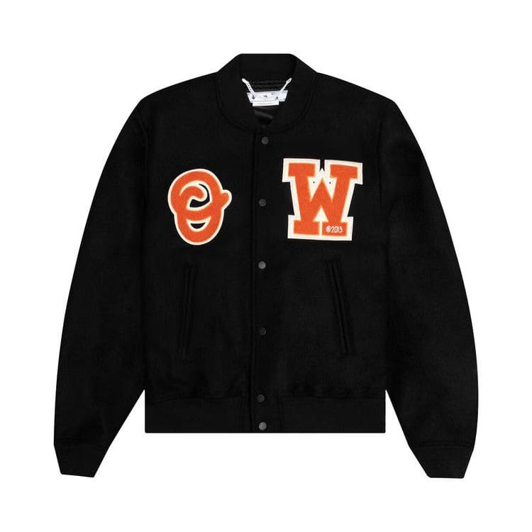 Off-White OW Patch Varsity Jacket Black/Orange