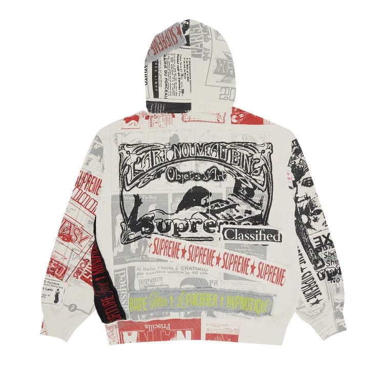 Supreme Collage Zip Up Hoodie White