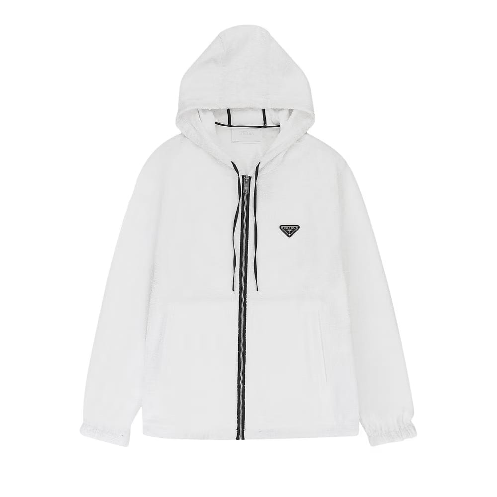 Prada Terrycloth Hoodie Jacket White