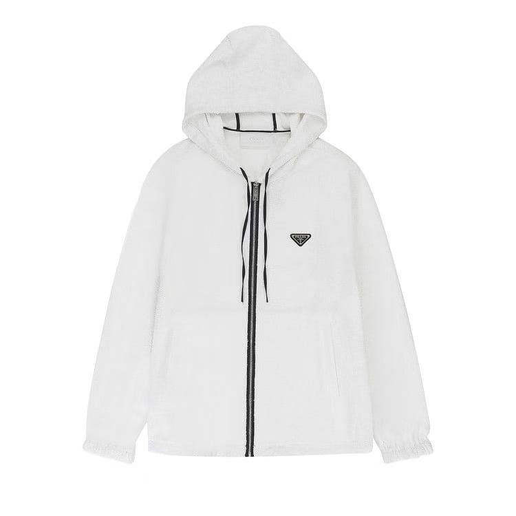 Prada Terrycloth Hoodie Jacket White