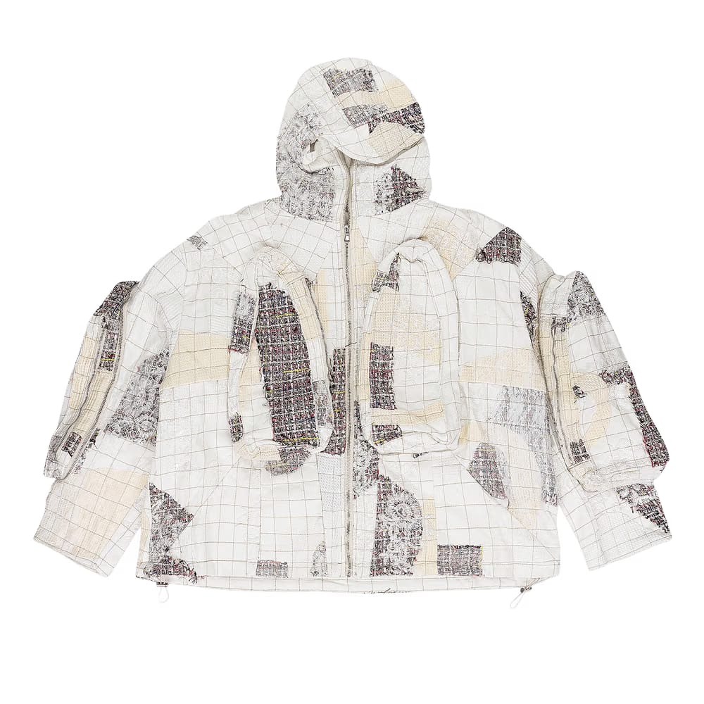 Who Decides War Tweed Patchwork Window Hoodie White