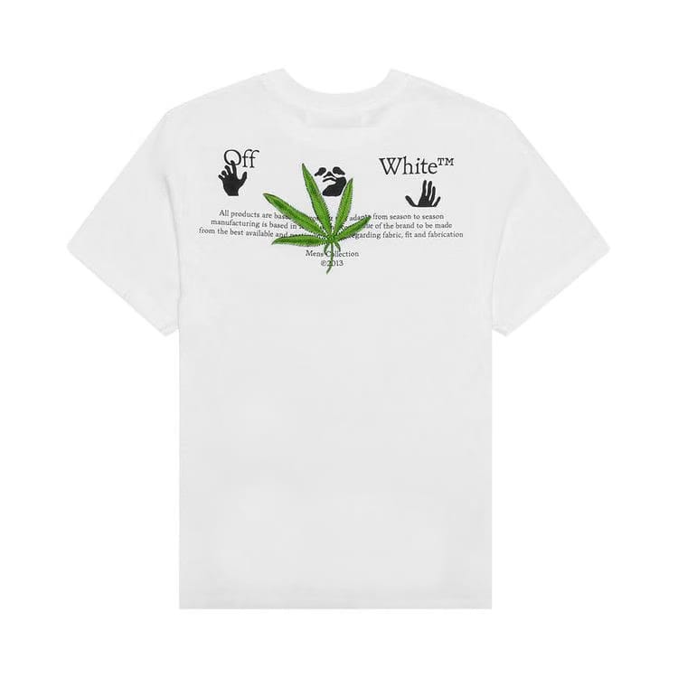 Off-White High Weed Slim Shorts-Sleeve T-Shirt White/Green