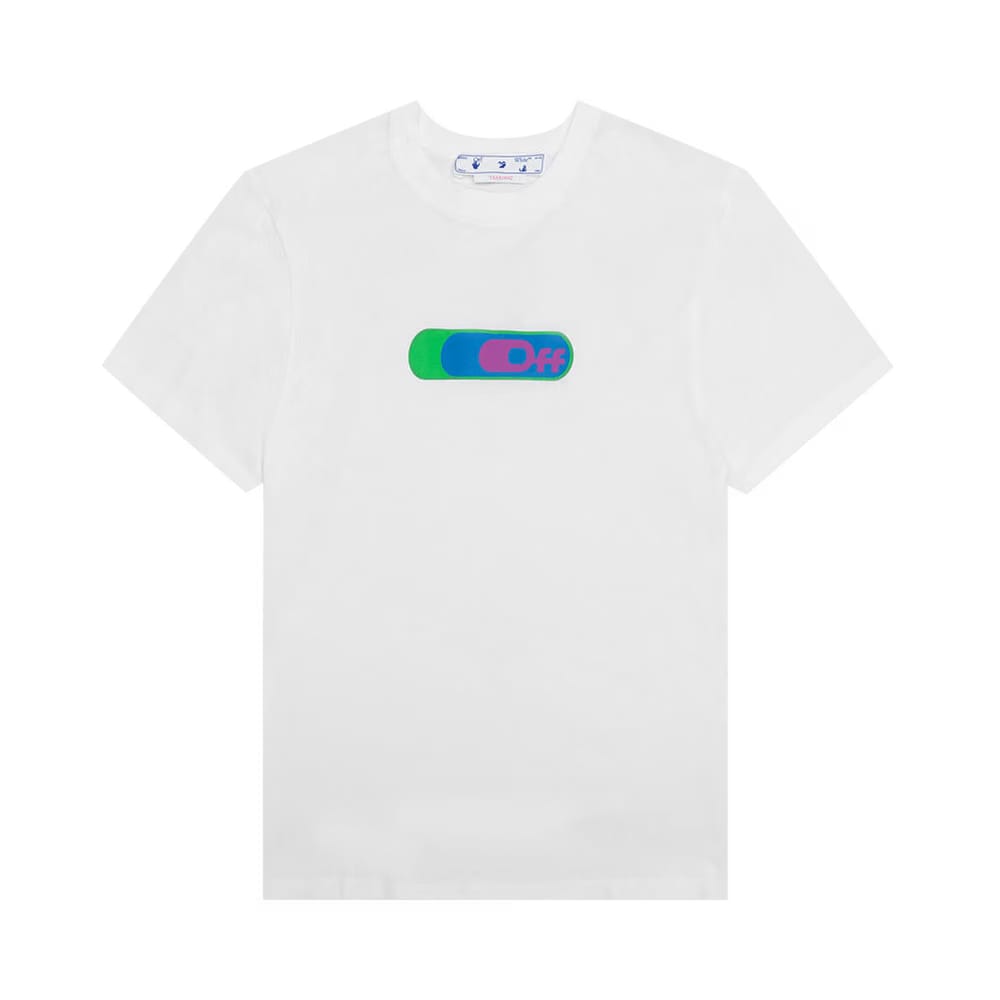 Off-White High Weed Slim Shorts-Sleeve T-Shirt White/Green