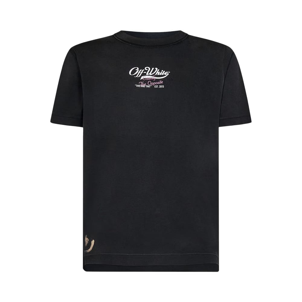 Off-White Wave Off Raw Slim Shorts-Sleeve T-Shirt Black/White