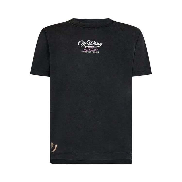 Off-White Wave Off Raw Slim Shorts-Sleeve T-Shirt Black/White