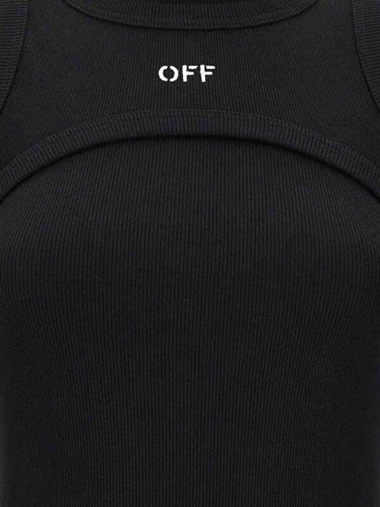 Off-White Off Stamp Ribbed Midi Dress Black