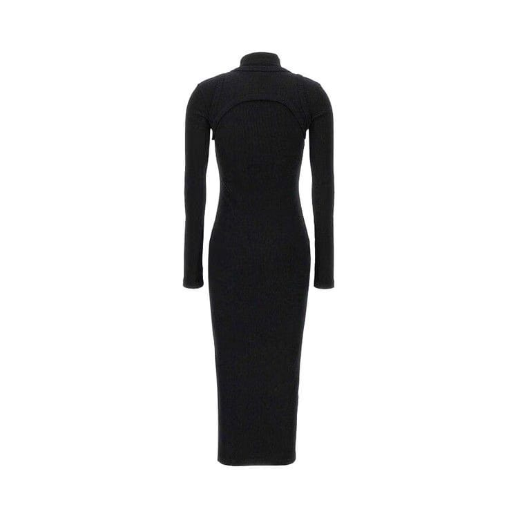 Off-White Off Stamp Ribbed Midi Dress Black