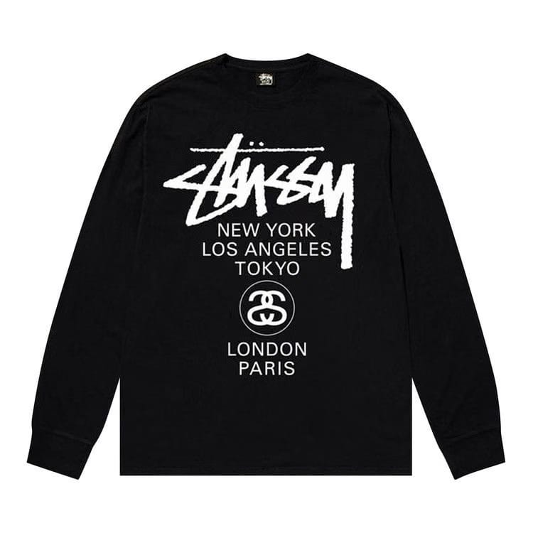 Stussy World Tour Long-Sleeve T-Shirt Black