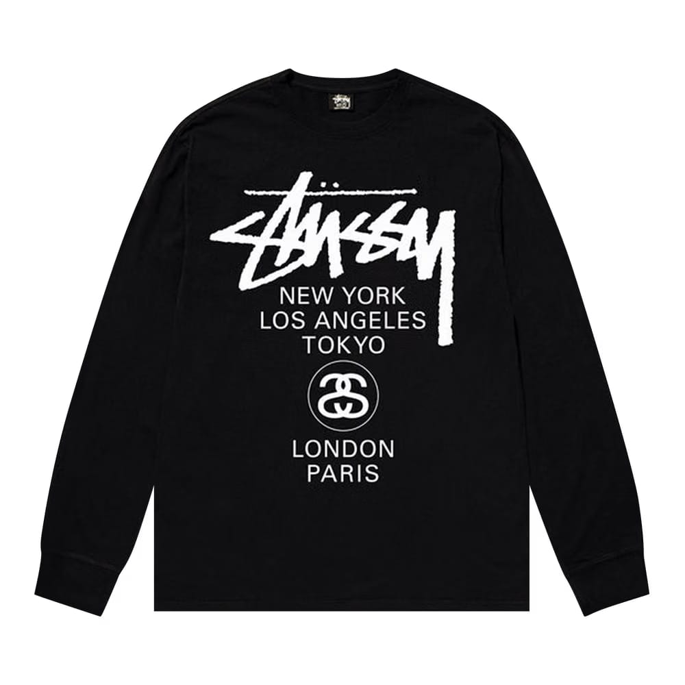 Stussy World Tour Long-Sleeve T-Shirt Black