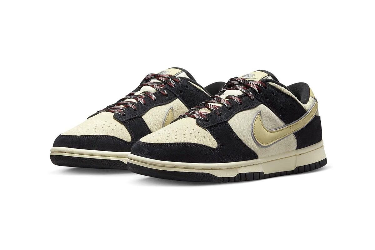 Nike Dunk Low Black Suede Gold Coconut