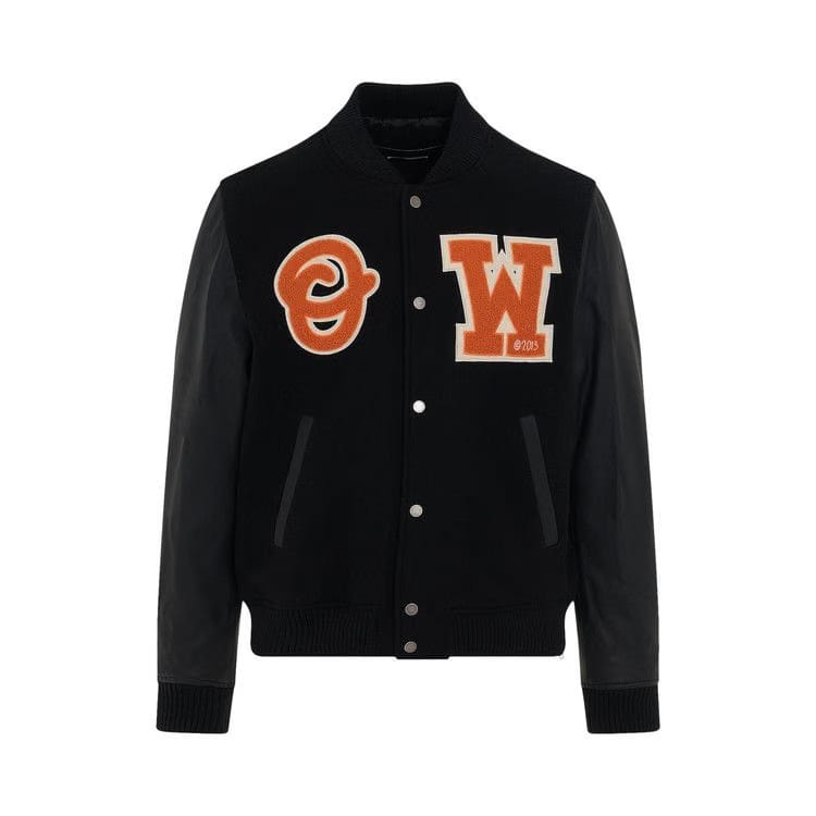 Off-White Patch Varsity Jacket Black/Orange