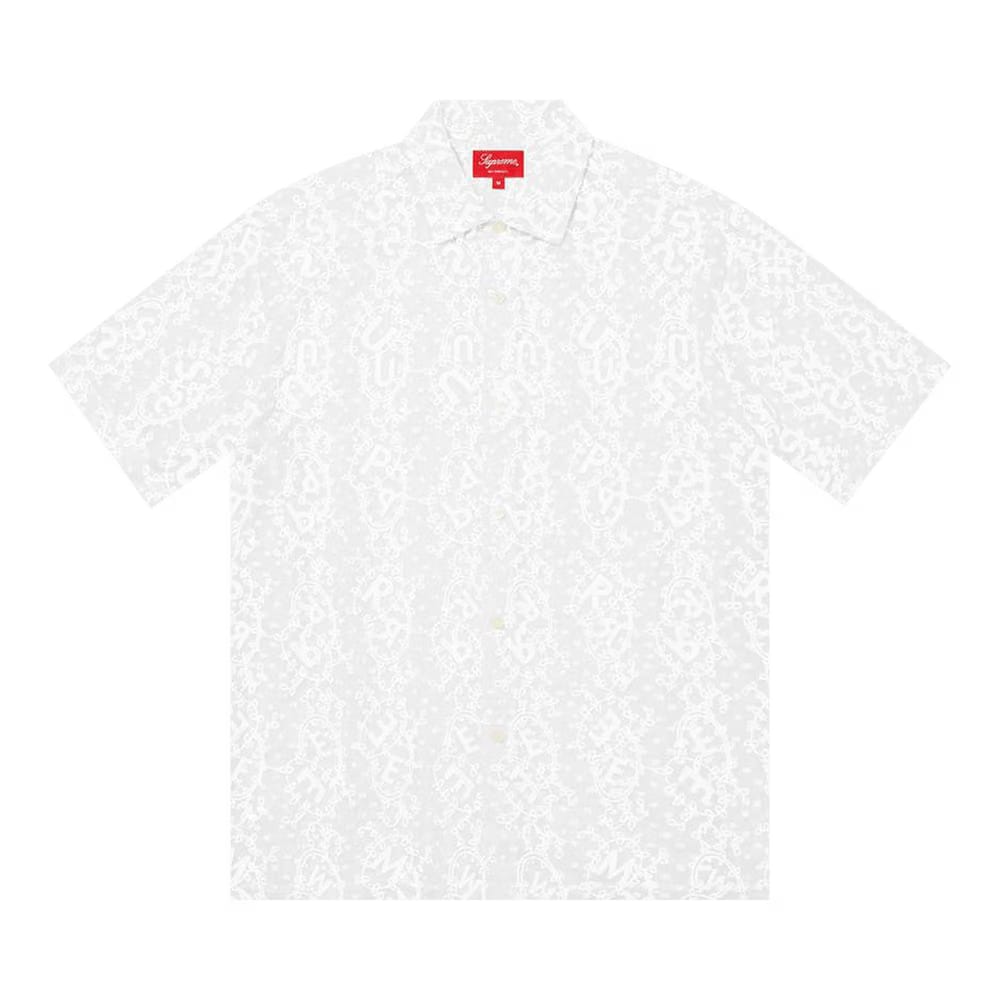 Supreme Chainstitch Chiffon Shorts-Sleeve Shirt White