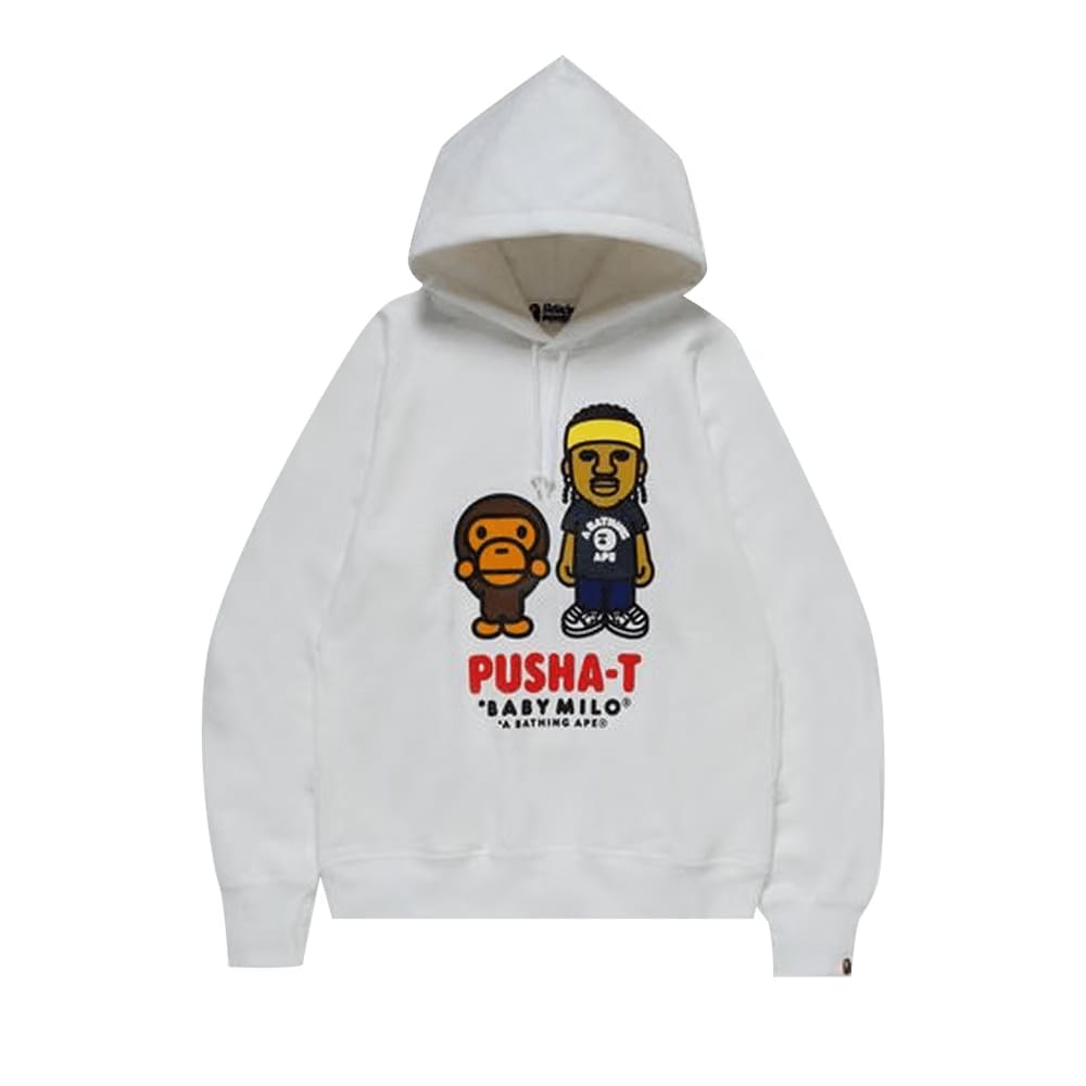 BAPE x Pusha-T Baby Milo Pullover Hoodie White