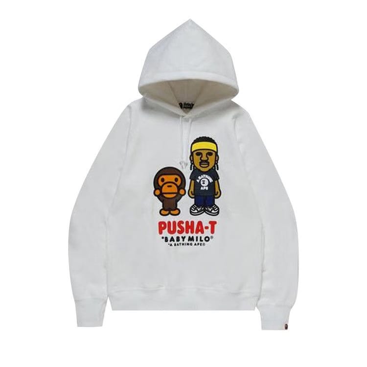 BAPE x Pusha-T Baby Milo Pullover Hoodie White
