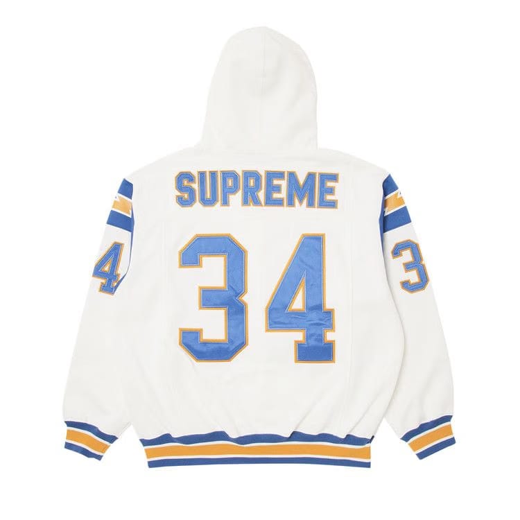 Supreme Football Zip Up Hoodie White