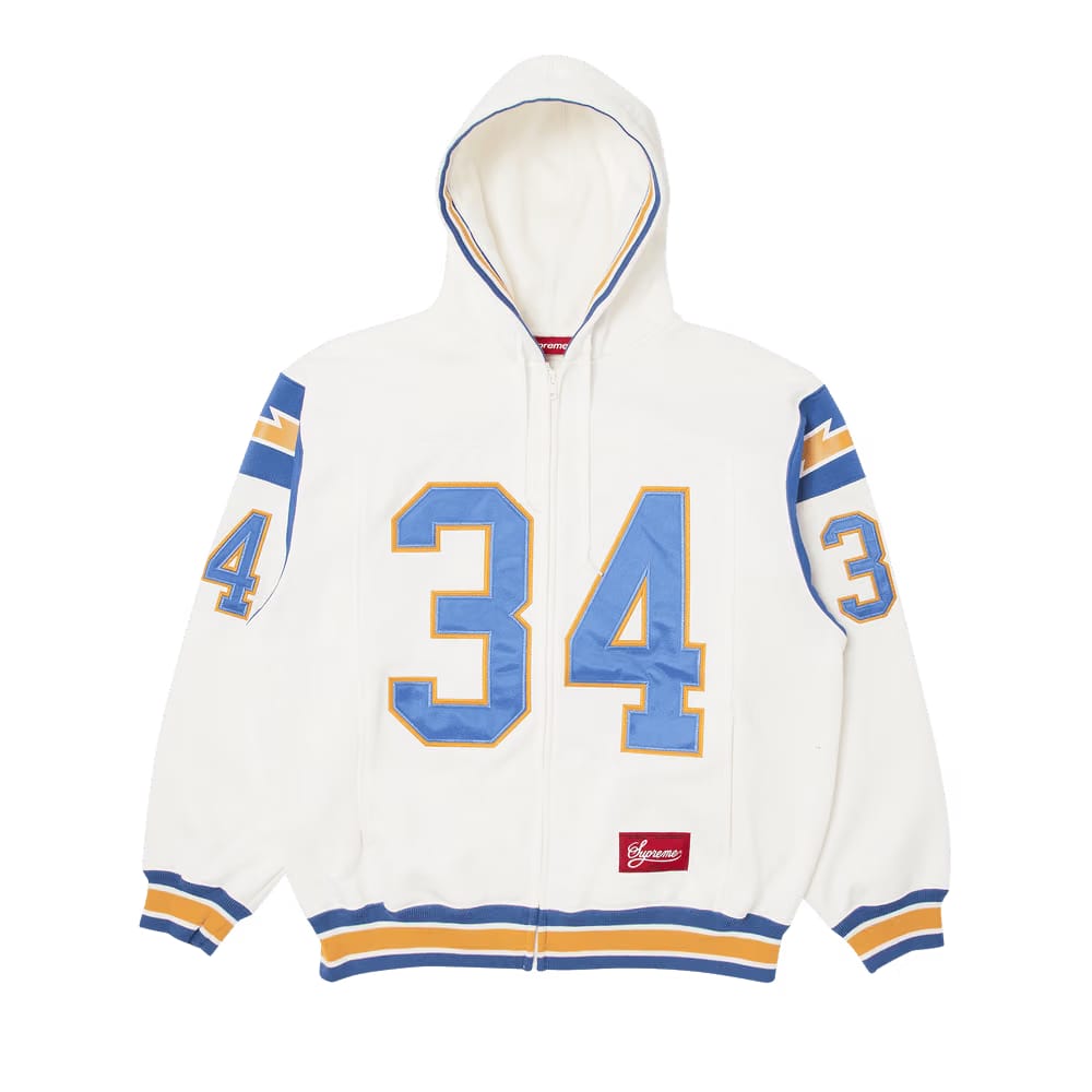 Supreme Football Zip Up Hoodie White