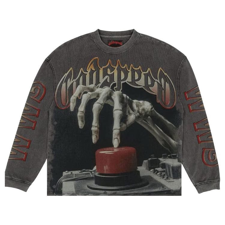 Godspeed Code Red Long-Sleeve T-Shirt Grey Wash