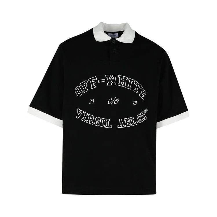 Off-White College Shorts-Sleeve Polo Black/White